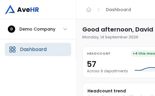 Picking another company from the sidebar, and the dashboard behind it changing to that company.